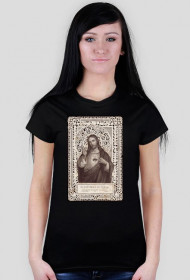 Serce Jezusa koronka 3 - koszulka czarna damska