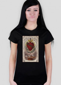 Serce Jezusa koronka 5 - koszulka czarna damska