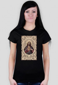 Serce Jezusa koronka 6 - koszulka czarna damska