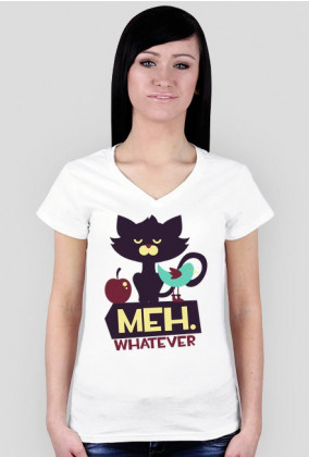 Koty - Meh whatever - chcetomiec.cupsell.pl - koszulki nietypowe dla informatyków - bez reklamy chcetomiec.com Damska