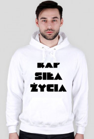 Bluza z kapturem *Biała* "Rap Siłą Życia" Men