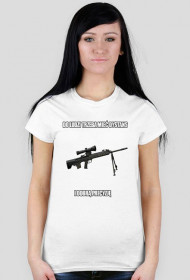 T-shirt damski ,,Do ludzi trzeba mieć dystans i dobrą precyzję"
