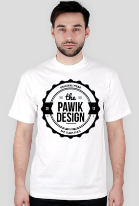 PAWIK DESIGN - koszulka męska, biała