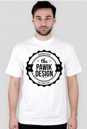 PAWIK DESIGN - koszulka męska, biała