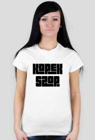 Kopek Szop - biała, czarny napis.