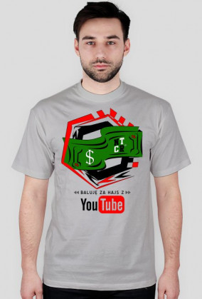Baluję za hajs z YouTube v2 | Koszulka szara | Męska