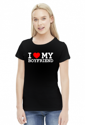 Personalizowana czarna Koszulka I Love My Girlfriend v4