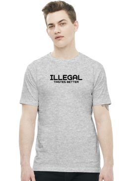 Koszulka męska ILLEGAL TASTES BETTER biała i szara.