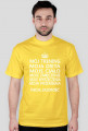 Męski t-shirt z napisami "Mój trening, moja dieta, moje ciało, moje zmęczenie, moje wyrzeczenia, moja przemiana, twoja zazdrość"