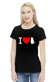 I love cats koszulka damska czarna