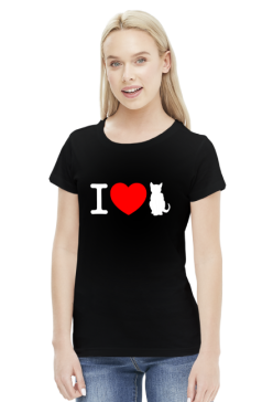 I love cats koszulka damska czarna