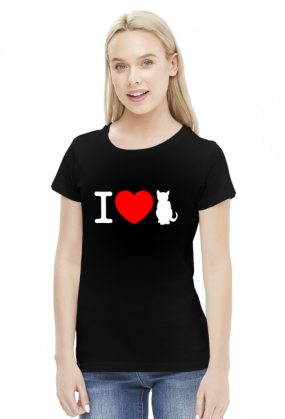 I love cats koszulka damska czarna