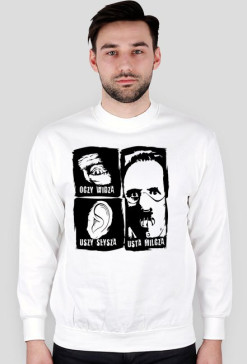 Bluza Męska Classic - Oczy widzą, uszy słyszą, usta milczą - Biały