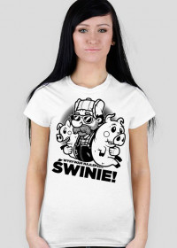 Świnie B&W White T-shirt