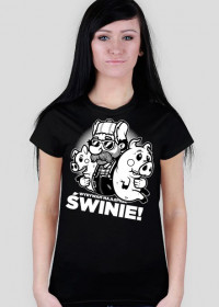 Świnie B&W Black T-shirt