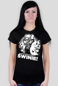 Świnie B&W Black T-shirt