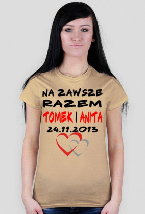 koszulka napis dwa serca damska