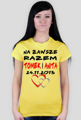 koszulka napis dwa serca damska