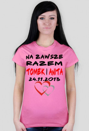 koszulka napis dwa serca damska