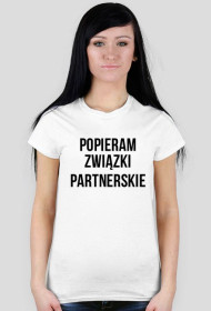 T-shirt damski (biały) POPIERAM ZWIĄZKI PARTNERSKIE