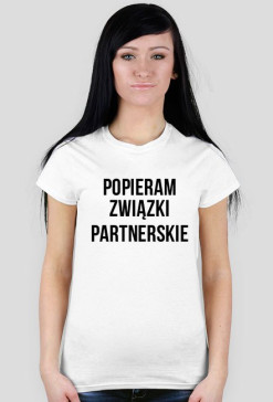 T-shirt damski (biały) POPIERAM ZWIĄZKI PARTNERSKIE