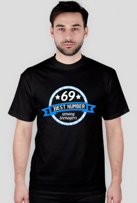 Męski t-shirt "69" Najlepszy numer wśród nastolatków!