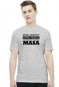 Koszulka męska Lepiej MASA biała i szara.