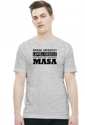 Koszulka męska Lepiej MASA biała i szara.