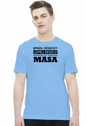 Koszulka męska Lepiej MASA biała i szara.