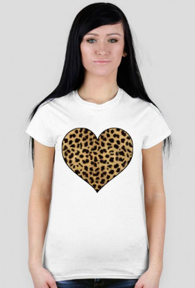t-shirt damski z sercem w panterkę