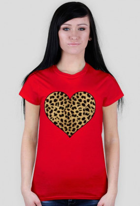 t-shirt damski z sercem w panterkę