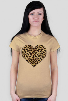 t-shirt damski z sercem w panterkę