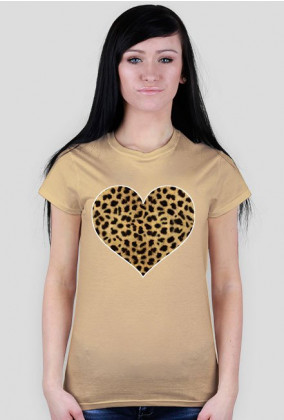 t-shirt damski z sercem w panterkę