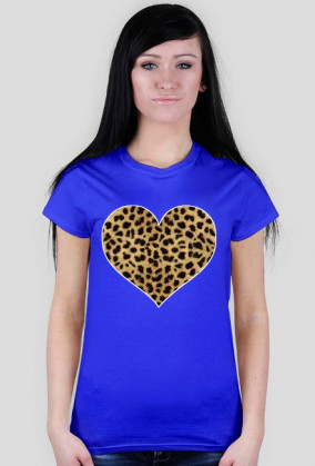 t-shirt damski z sercem w panterkę