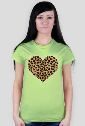 t-shirt damski z sercem w panterkę