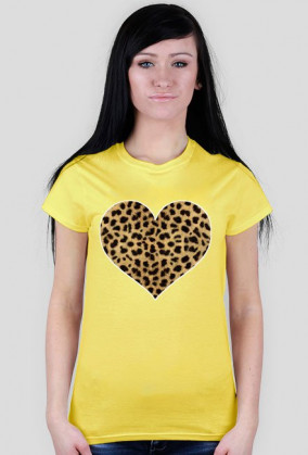 t-shirt damski z sercem w panterkę