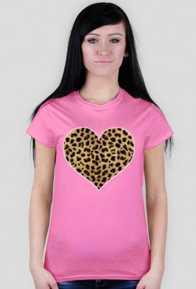 t-shirt damski z sercem w panterkę