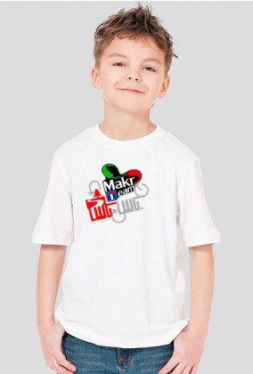 T-Shirt Makro Team Męski dziecięcy biały