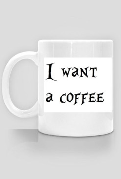 Kubek "I want a coffee"-unicorn