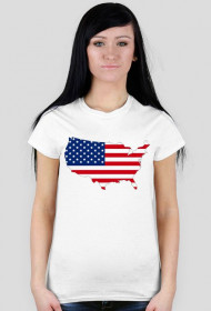 Flaga Ameryki mapa koszulka damska