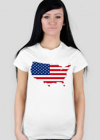 Flaga Ameryki mapa koszulka damska