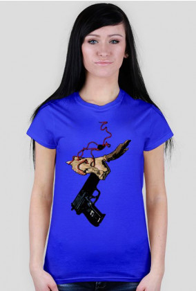 Koszulka damska skull gun pistolet czaszka