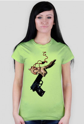 Koszulka damska skull gun pistolet czaszka