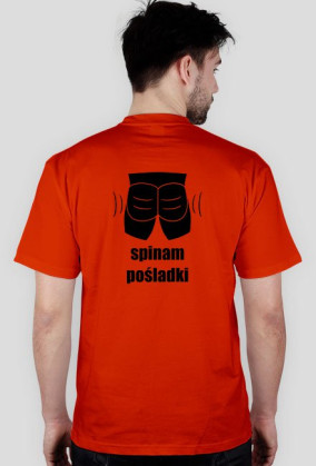 Koszulka "Spinam Pośladki" - wersja umięśniona, czarny wzór na plecach