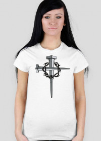 Koszulka z krzyżem i koroną cierniową damska biała