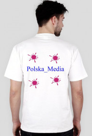 Napis P i Polska_MEDIA z tyłu - Koszulka z krótkim rękawem