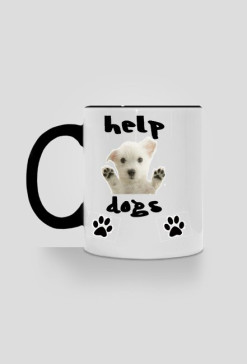 HELP DOGS CUP WHITE-BLACK WEST