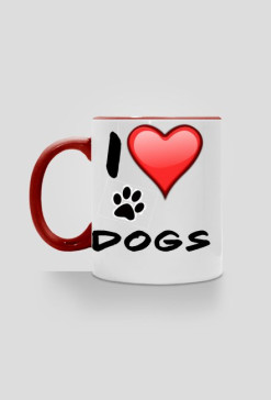 I LOVE DOGS WHITE-RED CUP