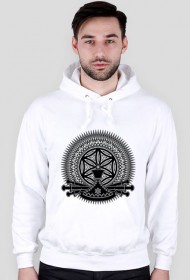 Rozeta, Słońce, Topór Peruna, bluza z kapturem, biała