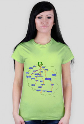 Lustrzana wersja mapy Polski - koszulka damska